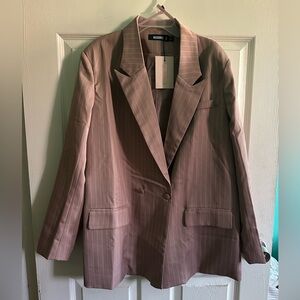 Missguided Pink Pinstripe Blazer